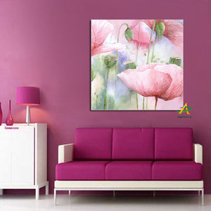 YWDECOR Big size Pink and White Poppy Flowers Print Modern Canvas Painting Poster