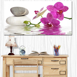 HD Print Modern Purple Orchid Zen Spa Stone Spa Stil Canvas Painting Poster Wall