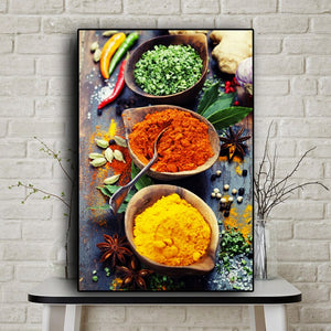 Grains Spices Spoon Peppers Food Canvas Painting Cuadros Posters and Prints Scandinavian