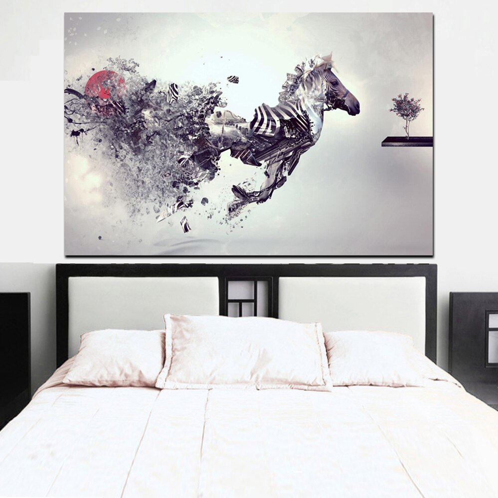 HD Print Abstract Animal Personalized Creative Horse Oil Painting on Canvas