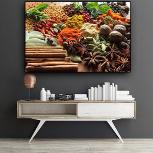 Chili Grains Spices Spoon Nut Kitchen Canvas Painting Cuadros Scandinavian Posters