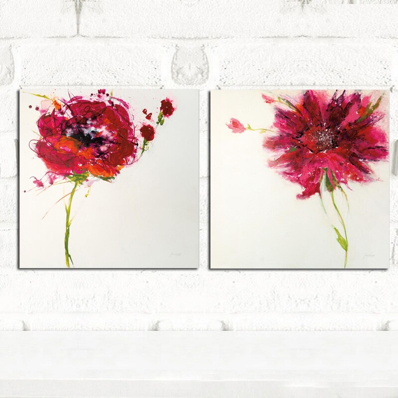 Red Flower Abstract Oil Painting on Canvas Posters and Prints Modern Canvas Art Minimalist