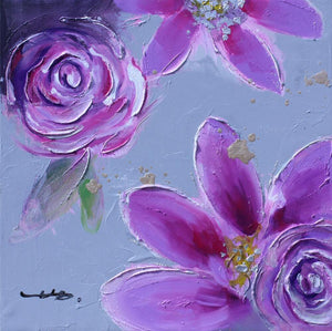 Modern Purple Flower Abstract Knife Oil Painting on Canvas Posters and Prints Pop Art