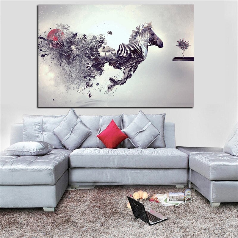 HD Print Abstract Animal Personalized Creative Horse Oil Painting on Canvas