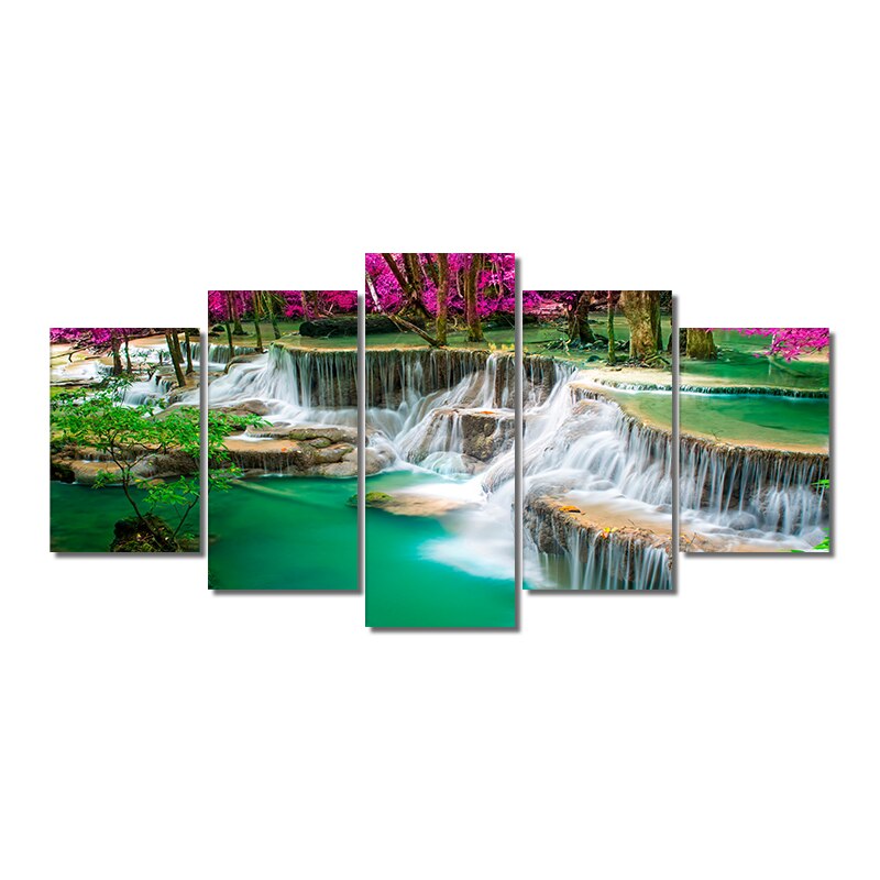 Abstract YellowTrees Waterfall Canvas Painting Print On Canvas Modern Landscape Posters