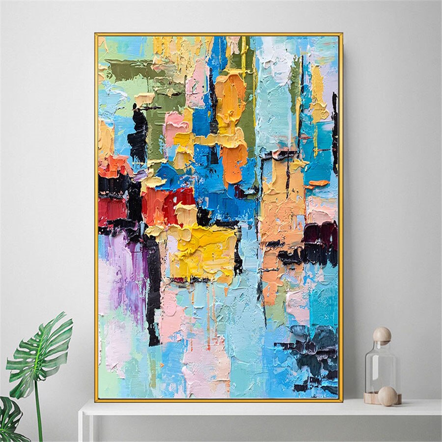 Hand Painted Cubism Modern Abstract Canvas Oil Painting