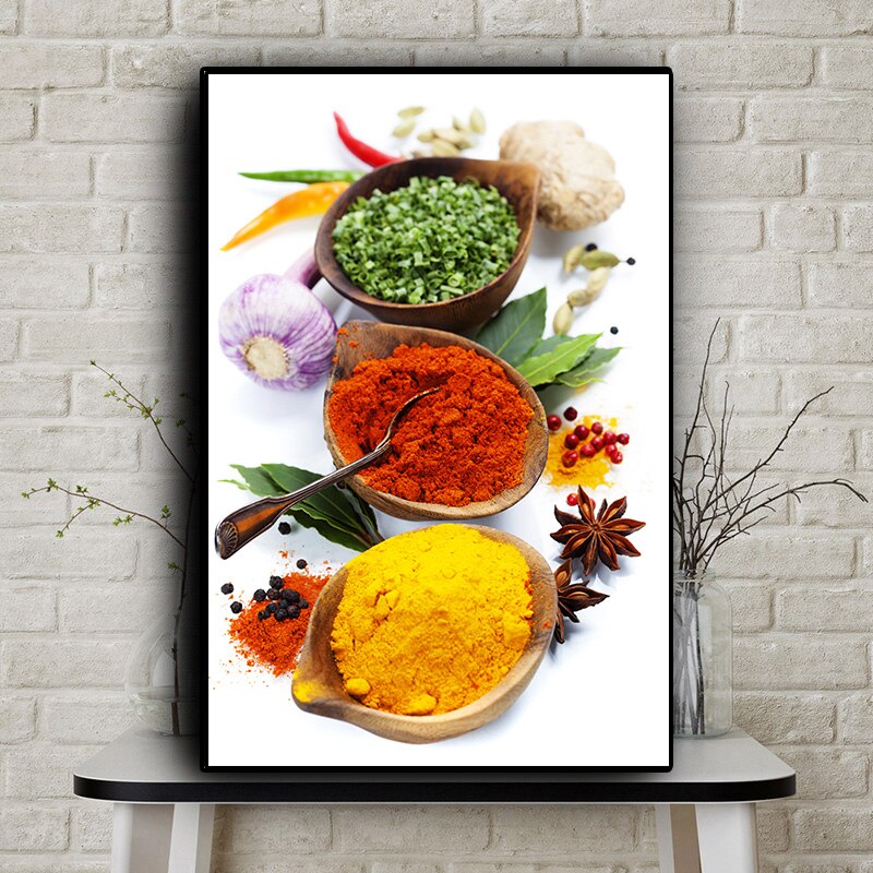 Grains Spices Peppers Spoon Cooking Canvas Painting Cuadros Posters and Prints Kitchen