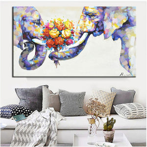 Hand-painted abstract Asian elephant African elephant elephant