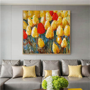 Monet hand-painted modern abstract oil painting romantic flower tulip