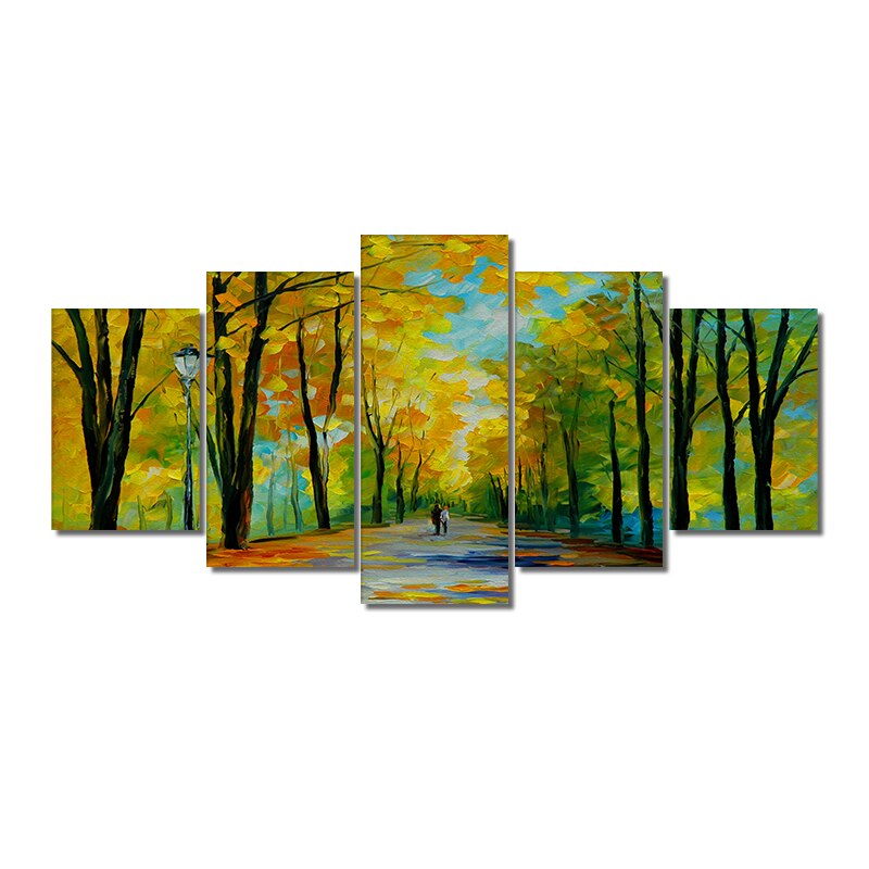 5pcs Set Abstract Night Colorful Trees Canvas Painting Modern Landscape Posters And Prints Wall