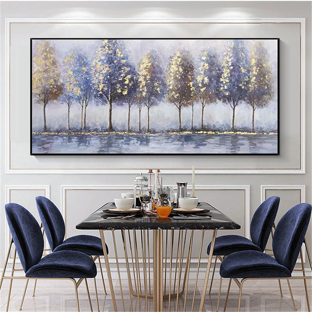 New 100% Hand Painted Abstract Trees Oil Painting Canvas