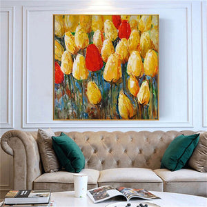 Monet hand-painted modern abstract oil painting romantic flower tulip