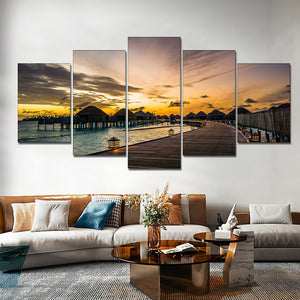 5Panel Abstract Sunset Landscape Canvas Painting Modern Scenery Posters