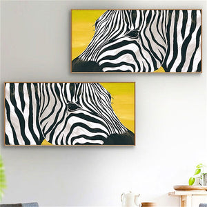 Handmade Modern Oil Painting African  Big Canvas Picture Zebra Poster