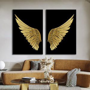 Abstract Gold Wings Canvas Painting ScandinavianWall Art Posters and Prints Minimalist