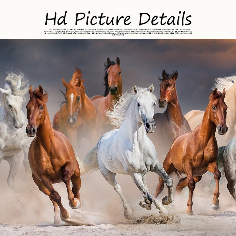 Ten Horses Gallop Oil Painting on Canvas Scandinavian Posters and Prints Cuadros