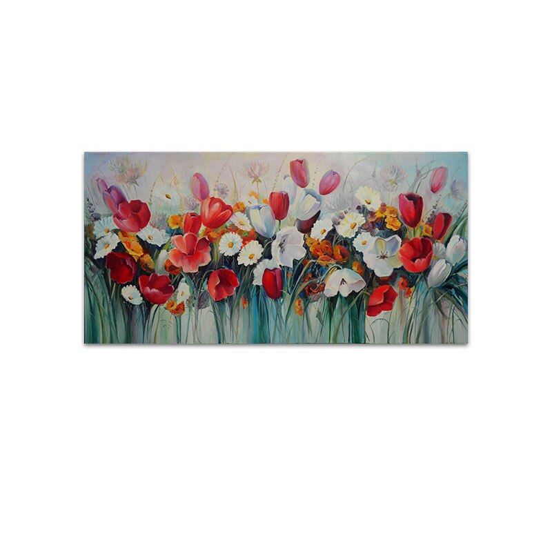 Abstract Red White Tulip Painting Printed On Canvas Wall Art Picture Nordic Posters