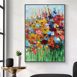 Red Flowers Wall Art Spring Colorful Floral Pictures For Living Room Gift