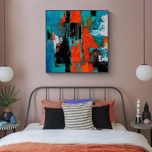 Abstract Yellow Blue Red Orange Black Painting On Canvas Modern Nordic Wall Art Posters