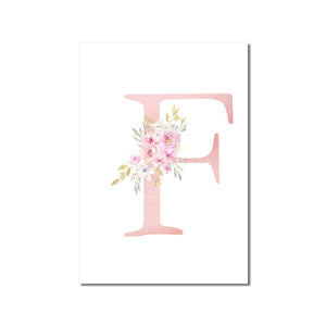 Abstract Pink Letters With Flower Canvas Painting Modern Nordic Posters And Prints Wall