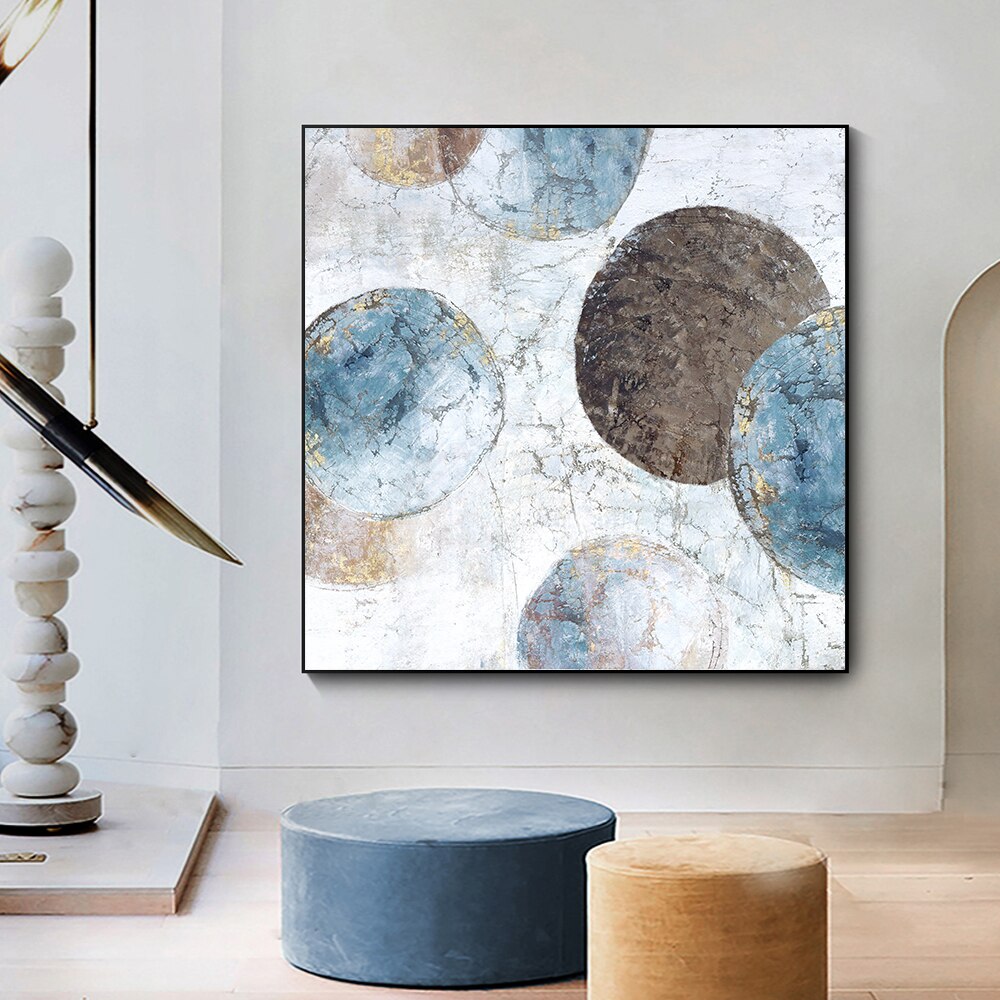 Abstract 3D Geometric Round Painting On Canvas Nordic Wall Art Picture Prints