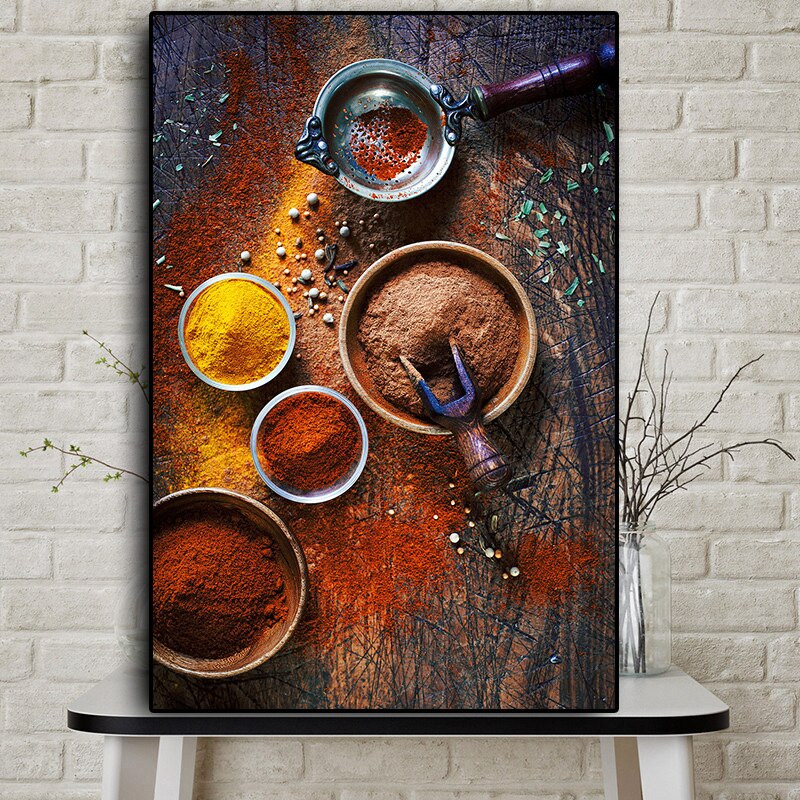 Grains Spices Peppers Cooking Canvas Painting Cuadros Scandinavian Posters