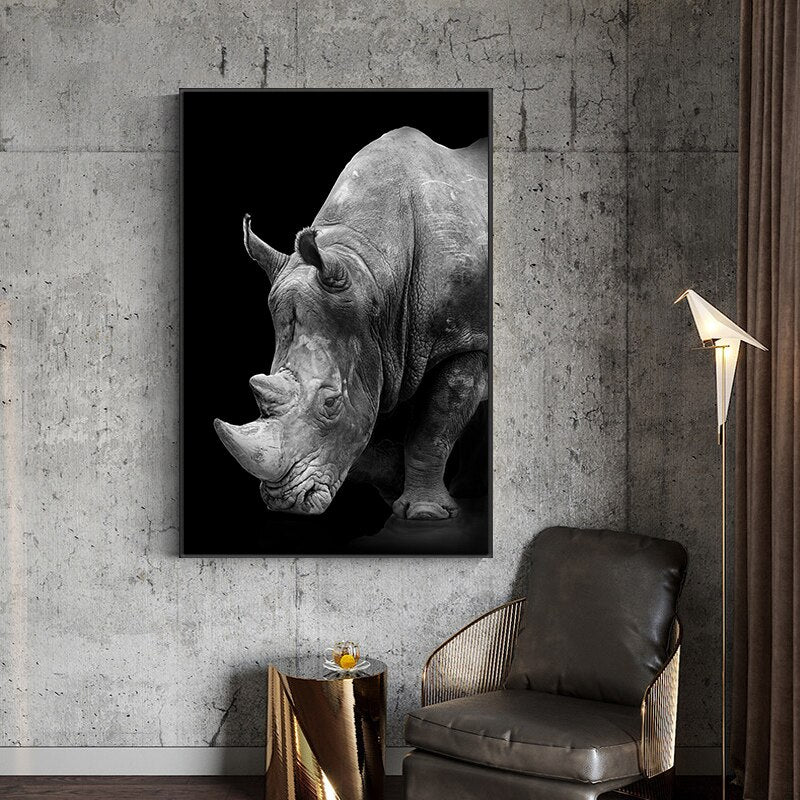 Abstract Black Graffe Elephant Lion Canvas Painting Modern Nordic Animal Posters