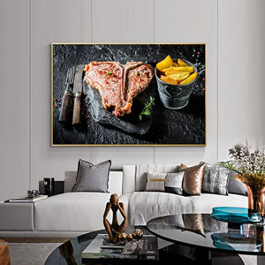 Kitchen Canvas Painting Variety of steak Cuadros Scandinavian Posters and Prints Wall