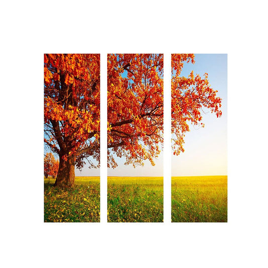 3Panle Red Tree Sunset  Landscape Posters and Prints Canvas Painting Scandinavian