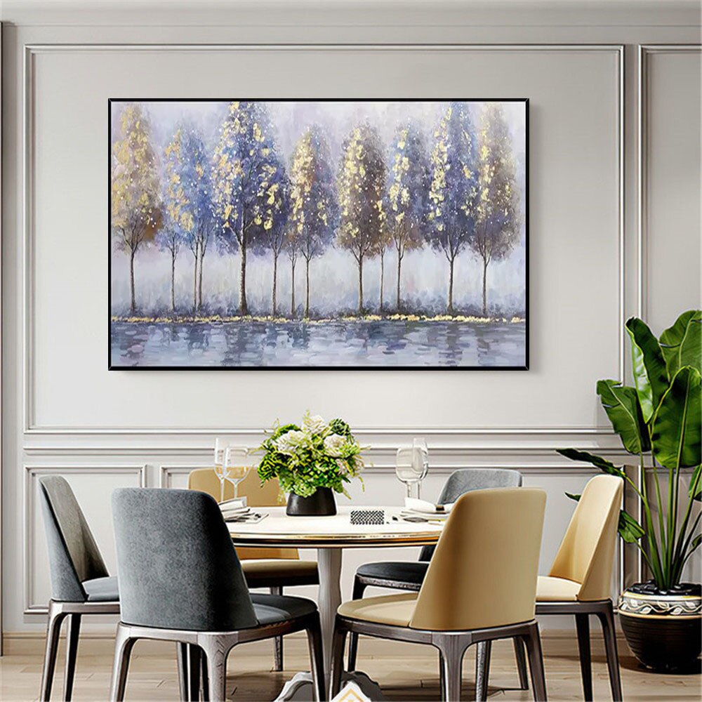 New 100% Hand Painted Abstract Trees Oil Painting Canvas