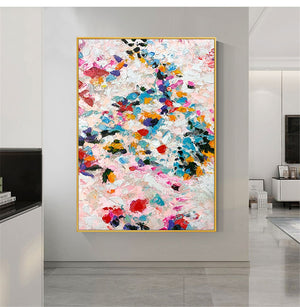 Hand Painted Abstract Landscape Oil Painting On Canvas Colorful Pink Fashion