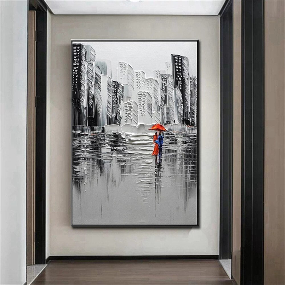 Large City Street View Pedestrian Picture On Canvas