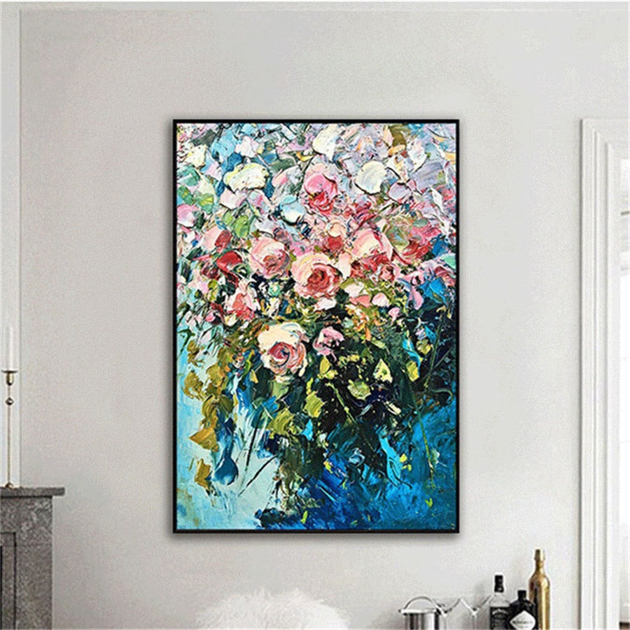 Morandi hand-painted oil painting Valentine's Day roses colorful flowers