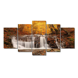 Abstract YellowTrees Waterfall Canvas Painting Print On Canvas Modern Landscape Posters