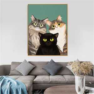 Modern Print Mural Oil Painting Abstract Cat Dress Up Pet Funny Animal