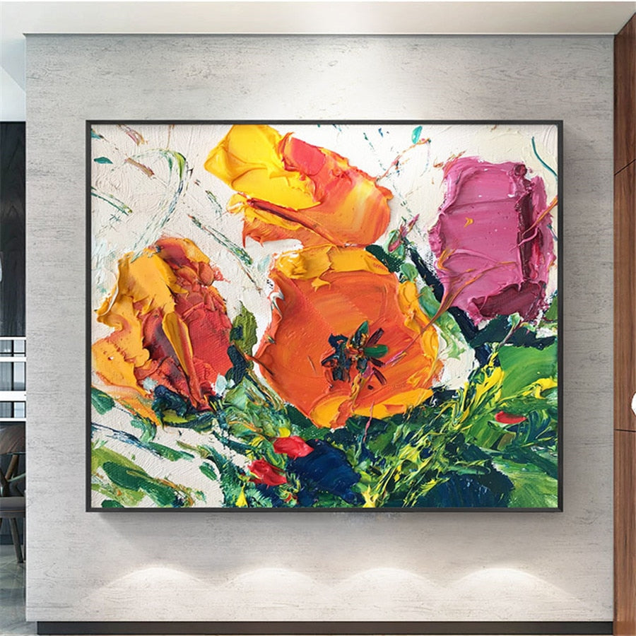 Monet hand-painted modern abstract oil painting romantic flower tulip