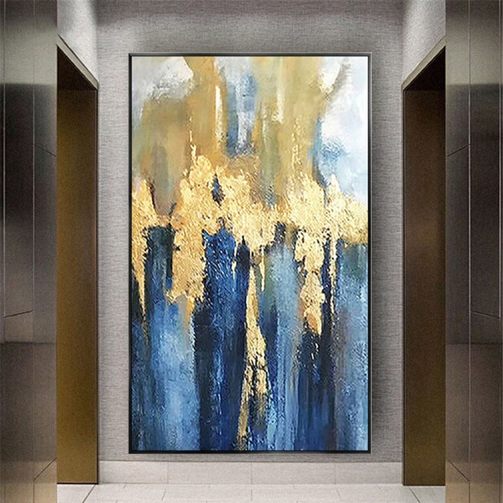 Handmade Oil Painting Luxury Gold Foil Canvas Poster Decor Wall Art