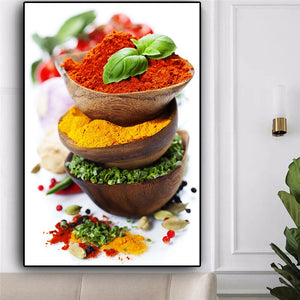 Grains Spices Peppers Green Plant Canvas Painting Cuadros Posters and Prints Kitchen Wall