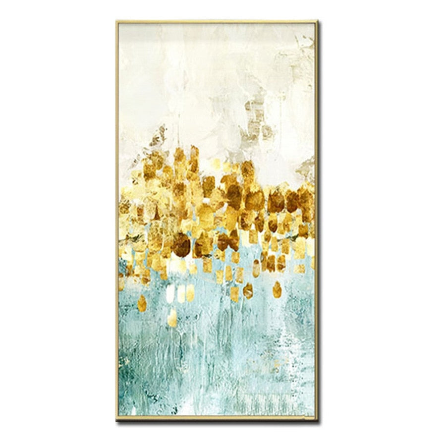 Artist Hand-painted High Quality Modern Abstract yellow gold