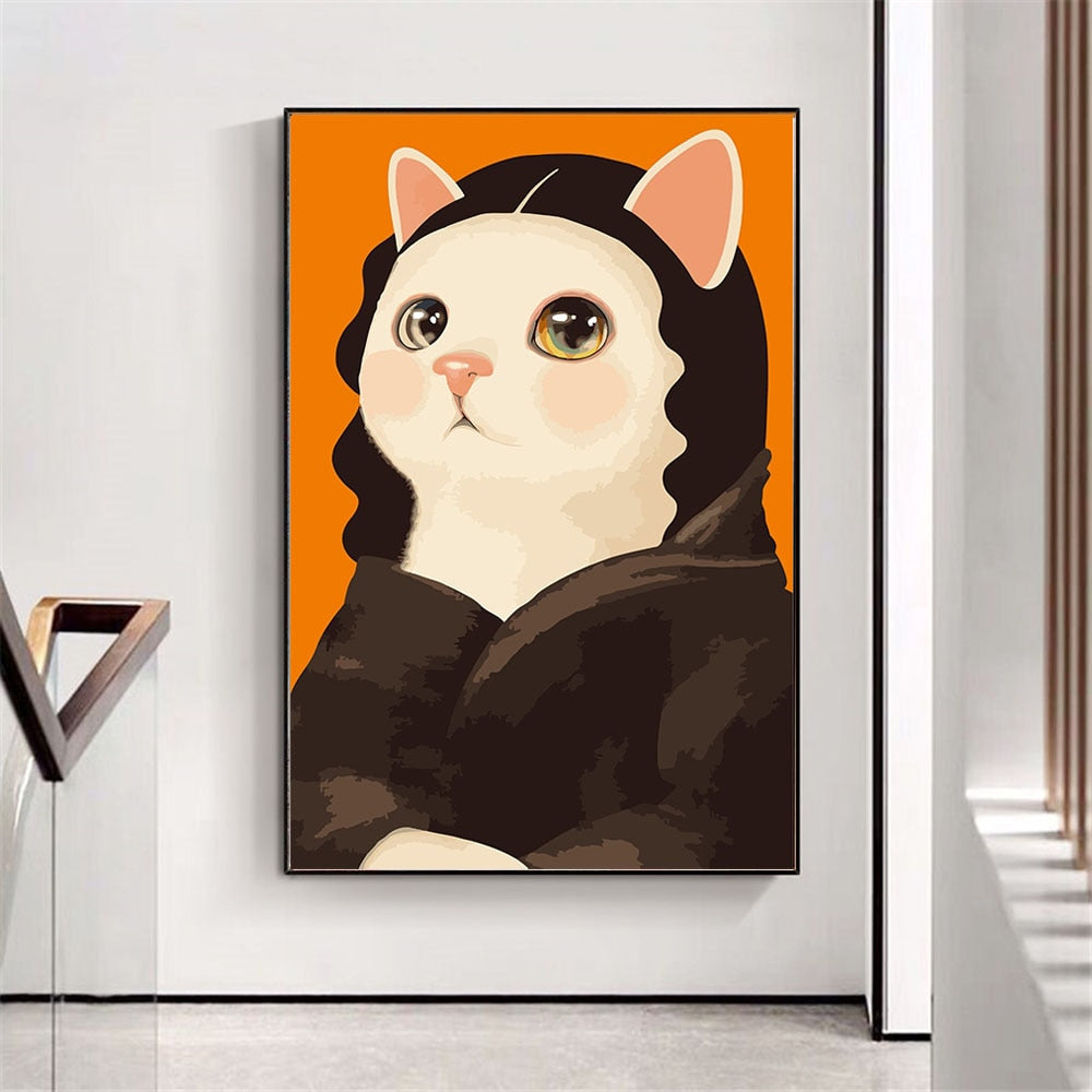 Spanish cat funny animal wall picture decoration PIG canvas handmade oil painting