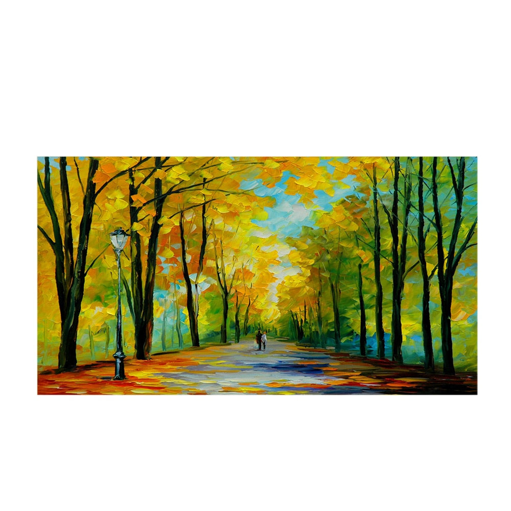 Hand-Painted Modern Oil Painting Tree-Lined Path Lovers Abstract Knife