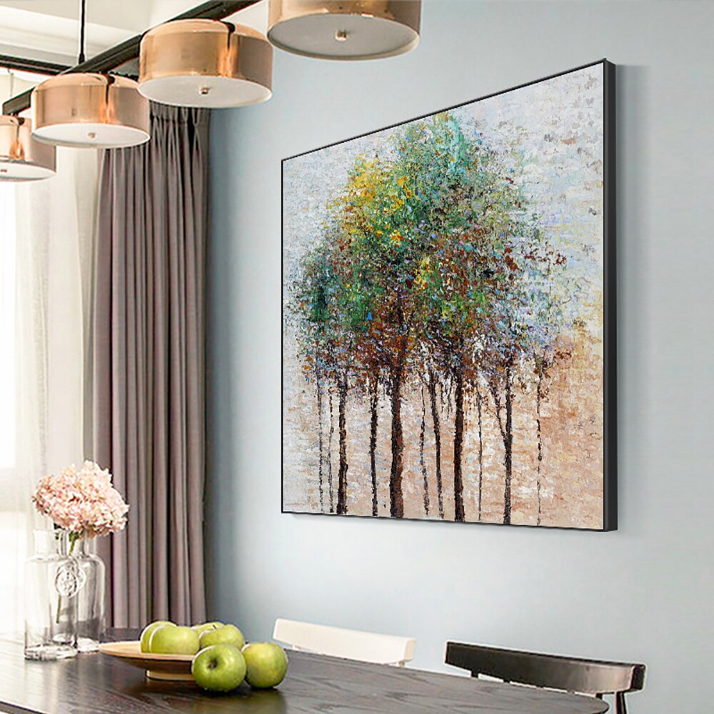 Abstract Colorful Trees Painting On Canvas Plant Wall Art Picture Prints