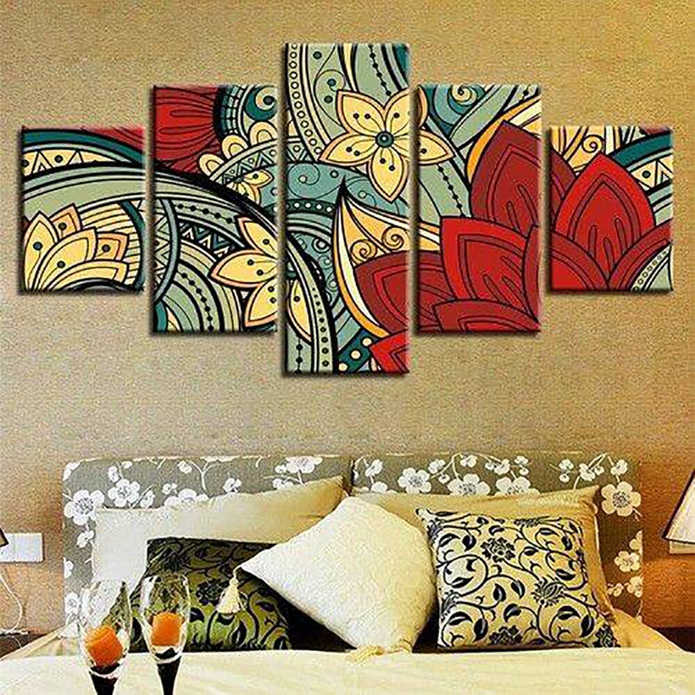 5 panel Abstract Trees Painting Landscape Posters and Prints Cuadros Wall Art Pictures