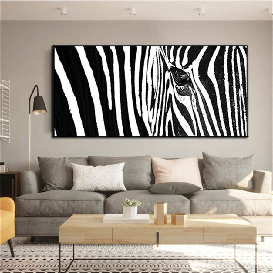 Handmade Modern Oil Painting African  Big Canvas Picture Zebra Poster