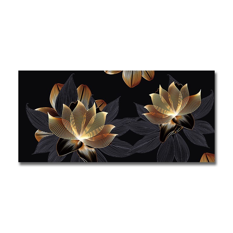 Abstract Grey Black Gold Leaves Canvas Painting Modern Nordic Plant Posters