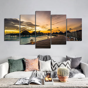 5Panel Abstract Sunset Landscape Canvas Painting Modern Scenery Posters