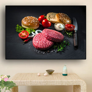 Meat and Vegetable Kitchen Canvas Painting Cuadros Scandinavian Posters and Prints