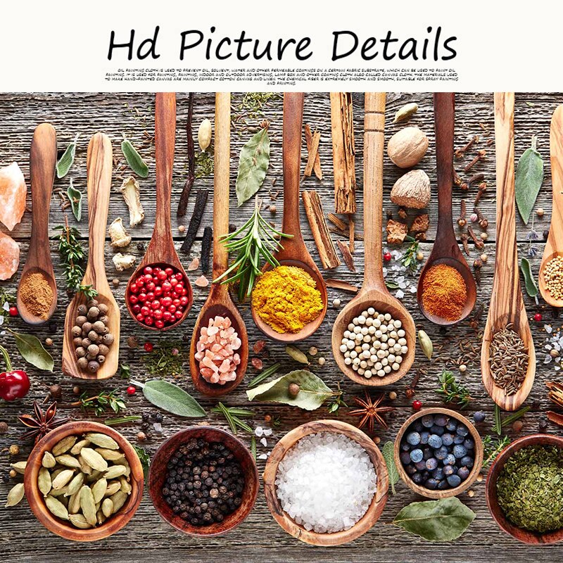 Peppers Grains  Kitchen Canvas Painting Spices Spoon Cuadros Scandinavian Posters