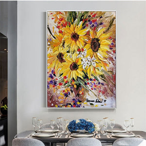 100% Hand-Painted Vincent Van Gogh's Oil Paintings Sunflowers In Full Bloom