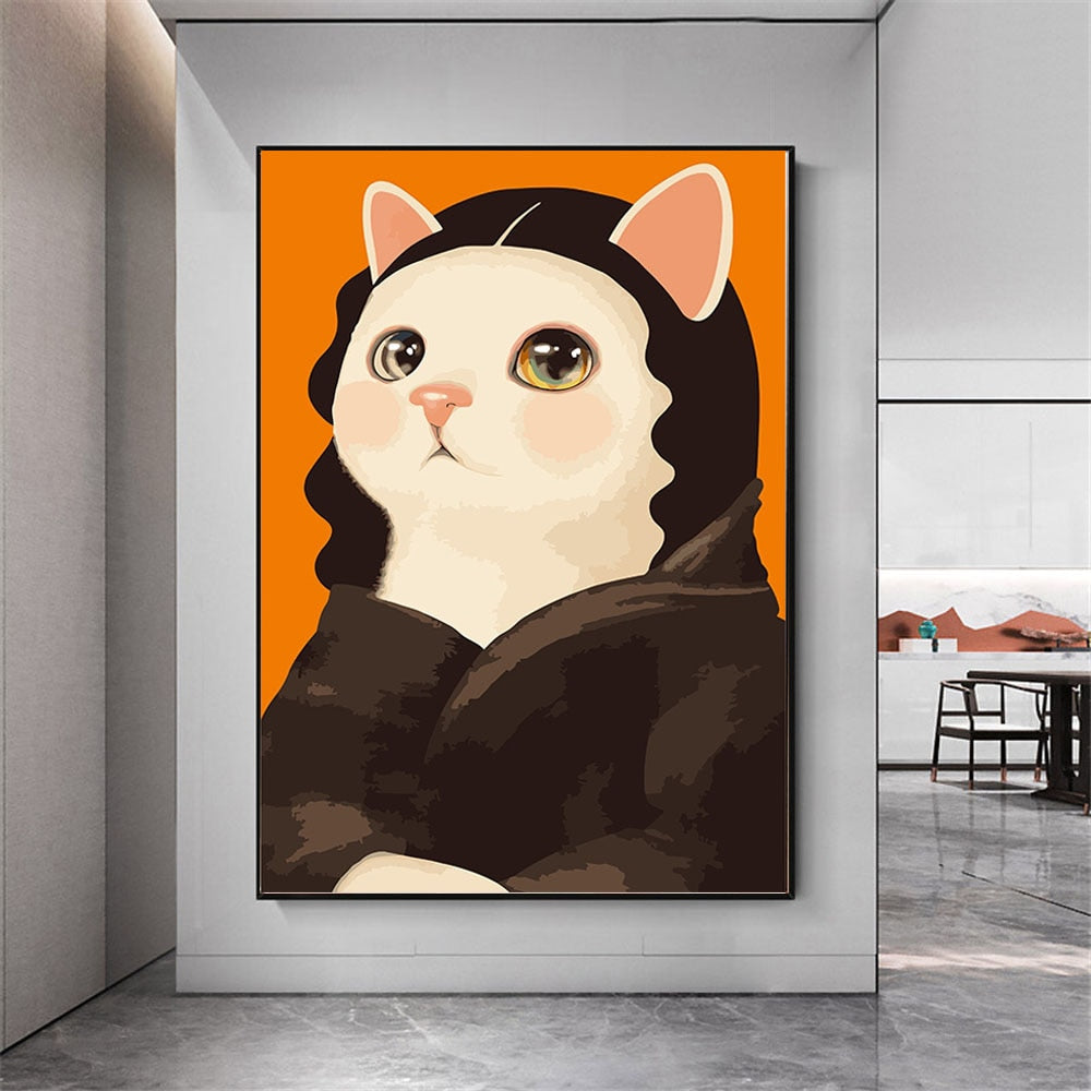 Spanish cat funny animal wall picture decoration PIG canvas handmade oil painting